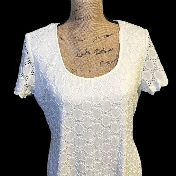 Ronni Nicole Ivory Eyelet Lace Dress with white liner. - Picture 3 of 12